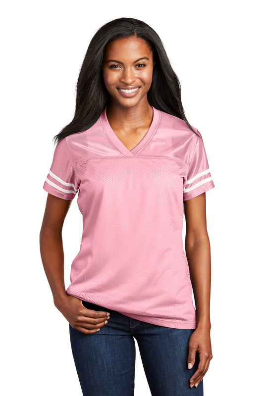 Sport-Tek Women's PosiCharge Replica Jersey. LST307 Light Pink/ White