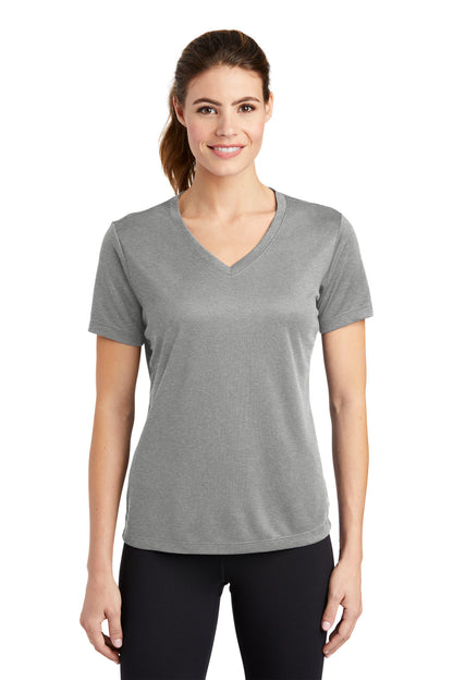 Sport-Tek Women's PosiCharge RacerMesh V-Neck Tee. LST340 Grey Heather