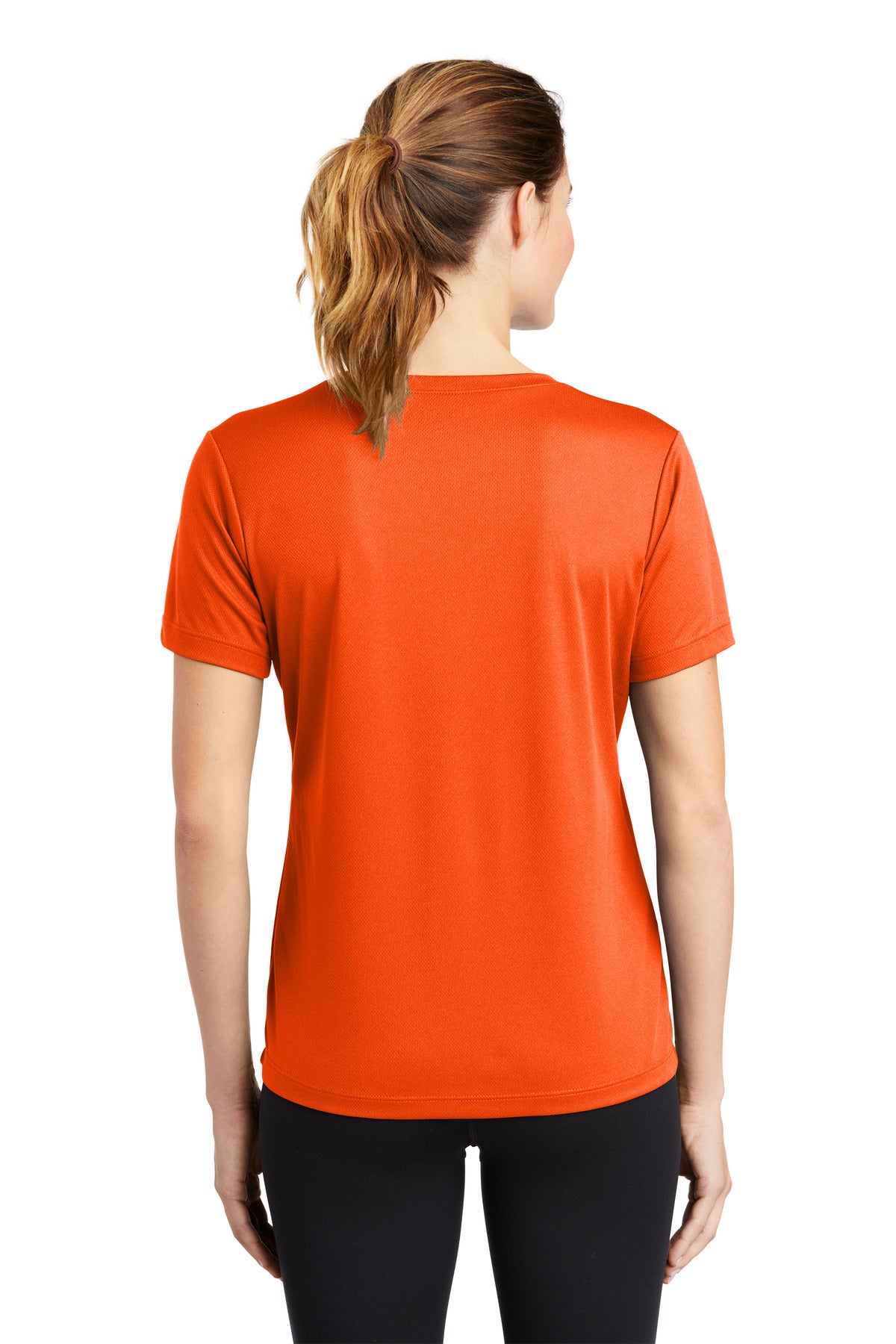 Sport-Tek Women's PosiCharge RacerMesh V-Neck Tee. LST340 Neon Orange