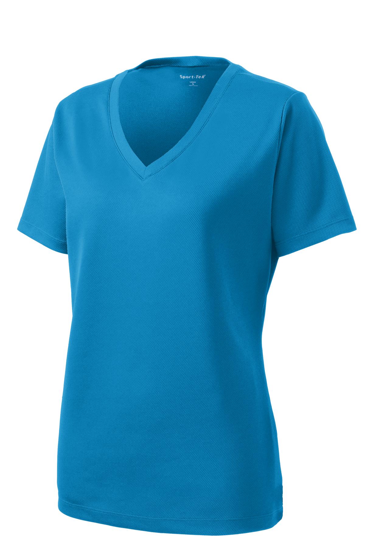 Sport-Tek Women's PosiCharge RacerMesh V-Neck Tee. LST340 Pond Blue