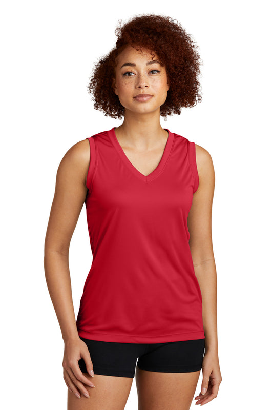 Sport-Tek Women's Sleeveless PosiCharge Competitor V-Neck Tee. LST352 True Red