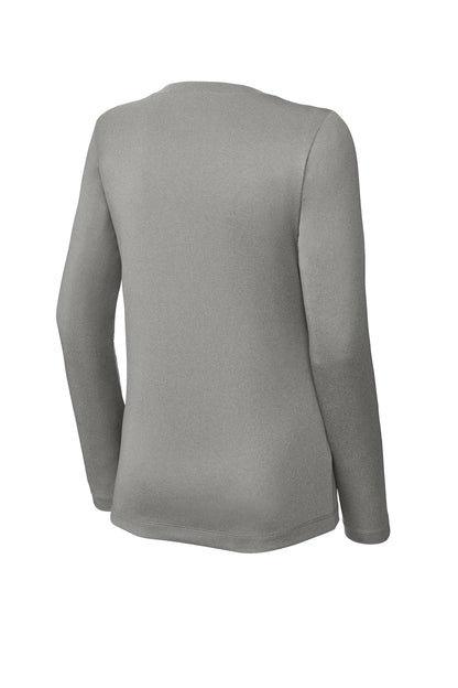 Sport-Tek Women's Long Sleeve PosiCharge Competitor V-Neck Tee. LST353LS Grey Concrete Heather