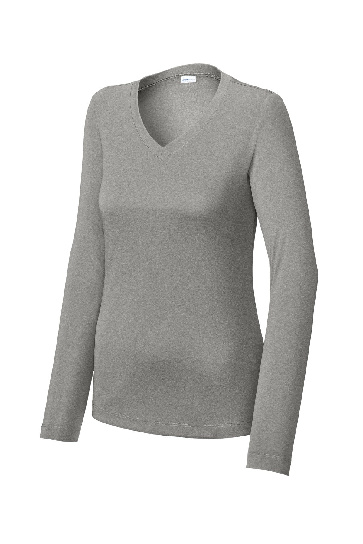 Sport-Tek Women's Long Sleeve PosiCharge Competitor V-Neck Tee. LST353LS Grey Concrete Heather