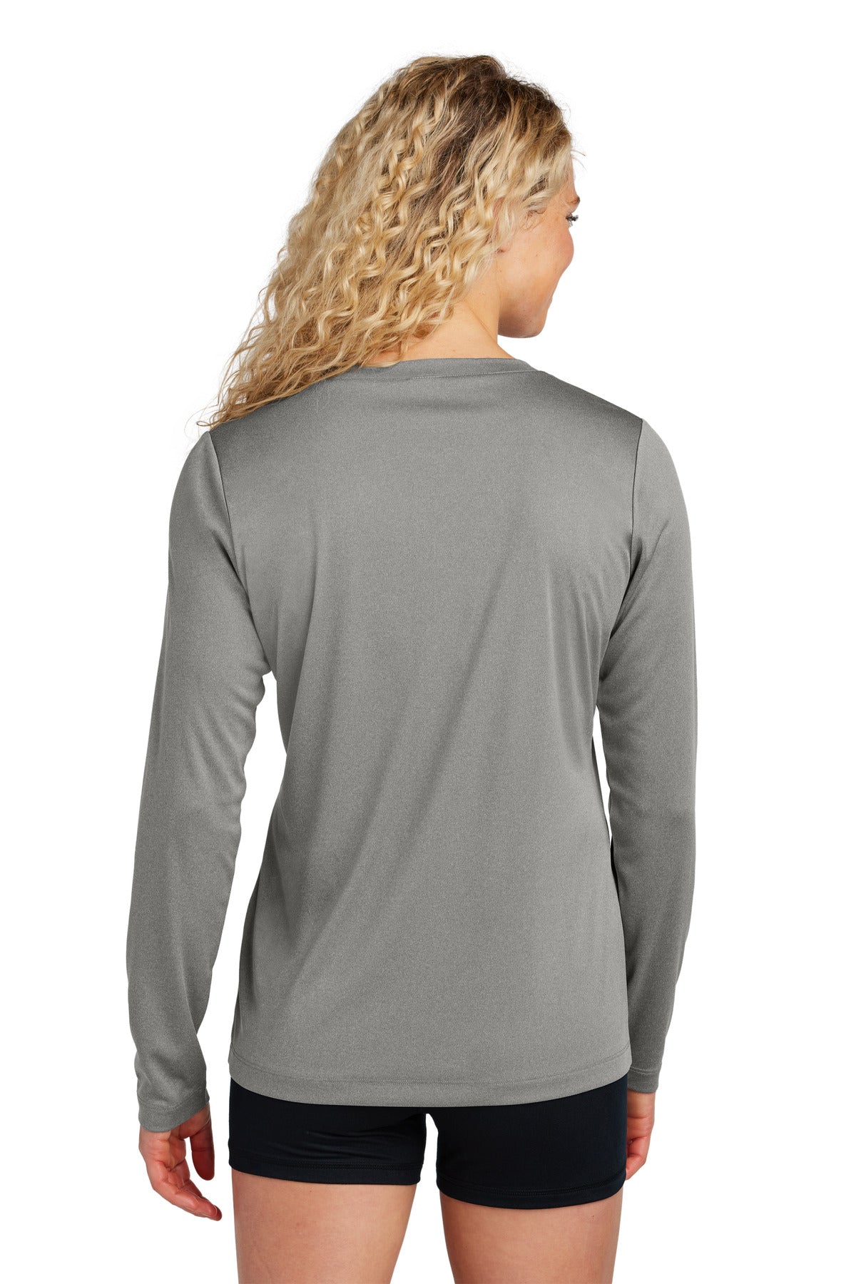 Sport-Tek Women's Long Sleeve PosiCharge Competitor V-Neck Tee. LST353LS Grey Concrete Heather