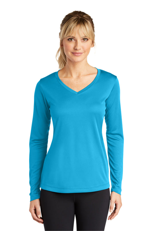 Sport-Tek Women's Long Sleeve PosiCharge Competitor V-Neck Tee. LST353LS Atomic Blue