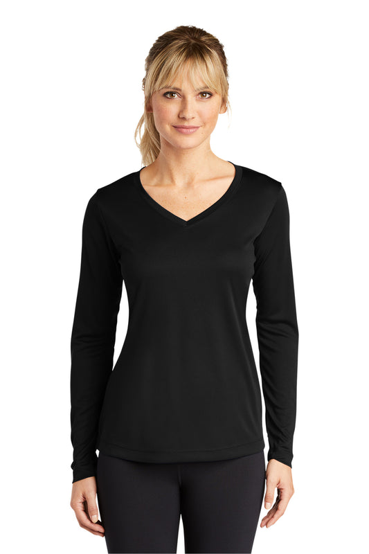 Sport-Tek Women's Long Sleeve PosiCharge Competitor V-Neck Tee. LST353LS Black