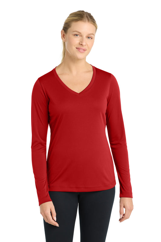 Sport-Tek Women's Long Sleeve PosiCharge Competitor V-Neck Tee LST353LS Deep Red