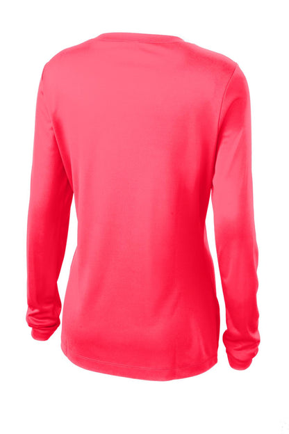 Sport-Tek Women's Long Sleeve PosiCharge Competitor V-Neck Tee. LST353LS Hot Coral