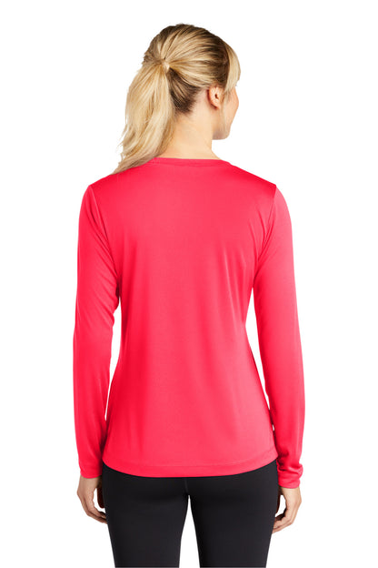 Sport-Tek Women's Long Sleeve PosiCharge Competitor V-Neck Tee. LST353LS Hot Coral