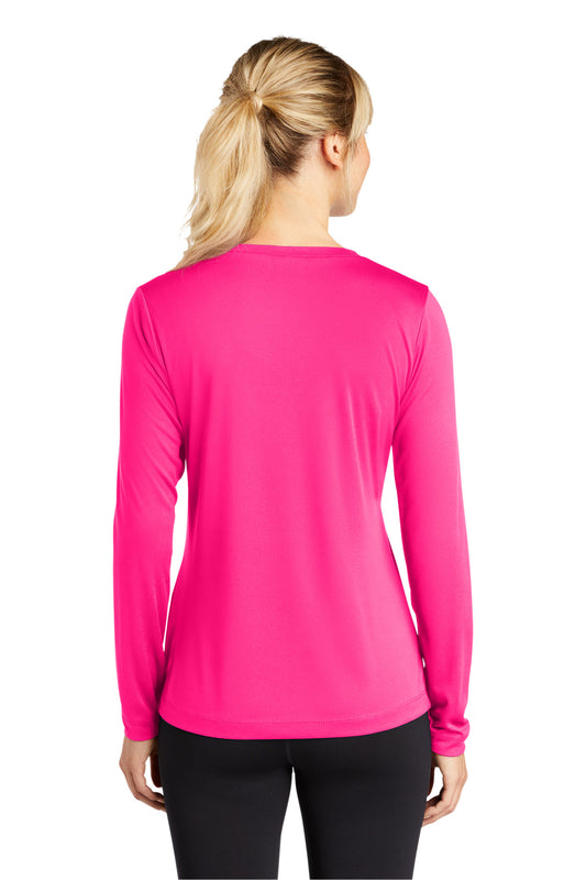 Sport-Tek Women's Long Sleeve PosiCharge Competitor V-Neck Tee. LST353LS Neon Pink