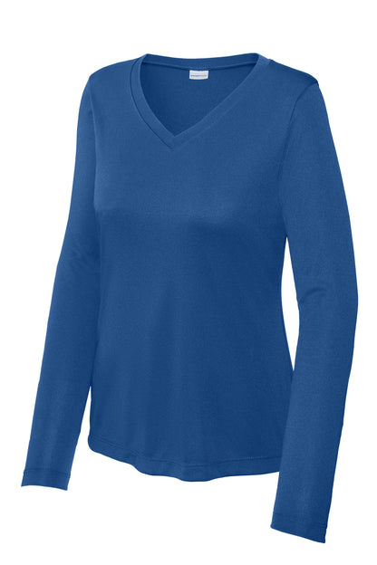 Sport-Tek Women's Long Sleeve PosiCharge Competitor V-Neck Tee. LST353LS Royal
