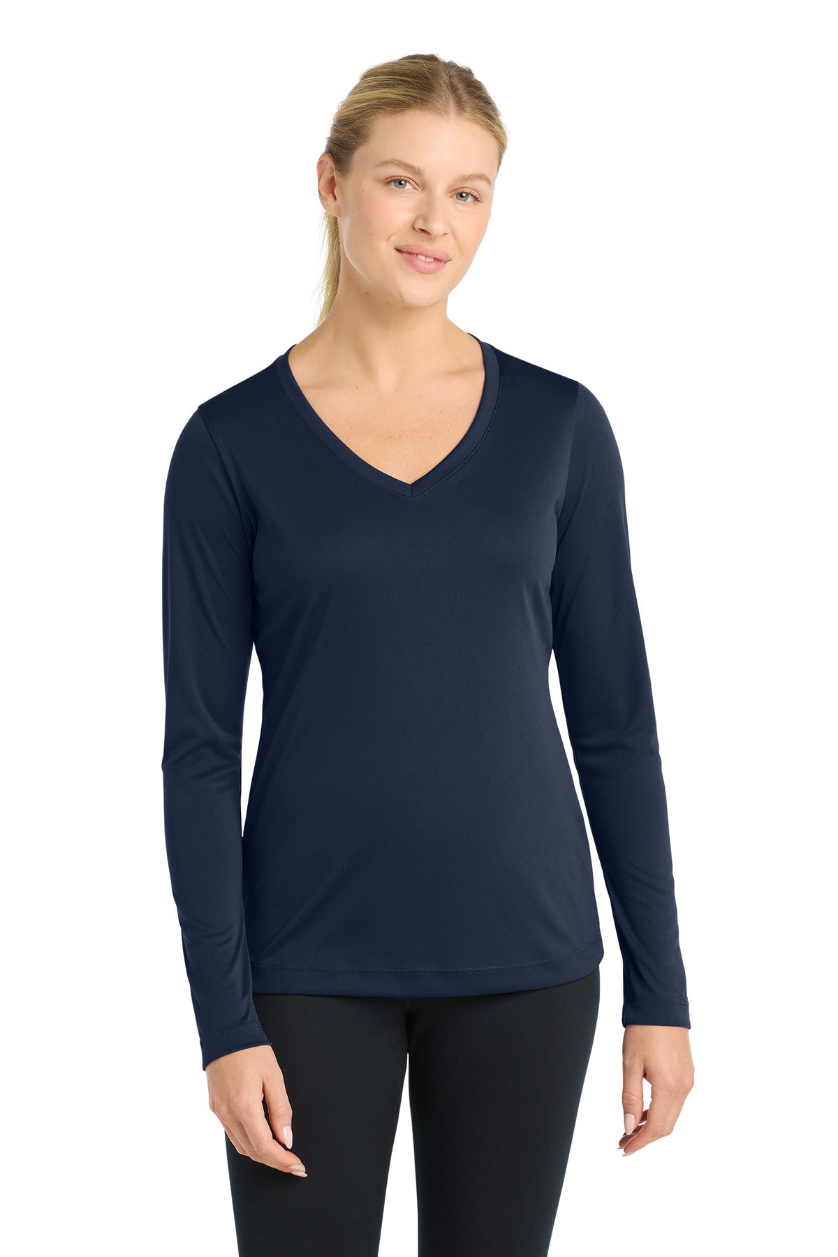 Sport-Tek Women's Long Sleeve PosiCharge Competitor V-Neck Tee LST353LS True Navy