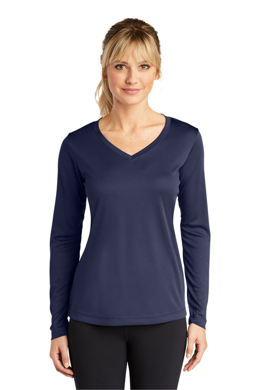 Sport-Tek Women's Long Sleeve PosiCharge Competitor V-Neck Tee. LST353LS True Navy