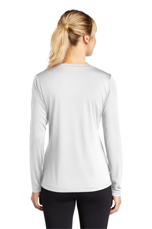Sport-Tek Women's Long Sleeve PosiCharge Competitor V-Neck Tee. LST353LS White