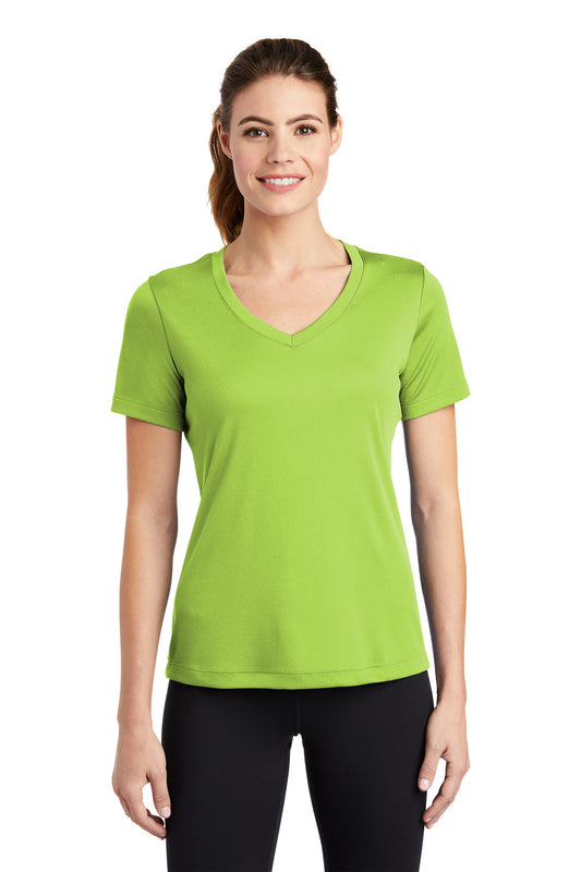 Sport-Tek Women's PosiCharge Competitor V-Neck Tee. LST353 Lime Shock