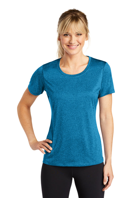 Sport-Tek Women's Heather Contender Scoop Neck Tee. LST360 Blue Wake Heather
