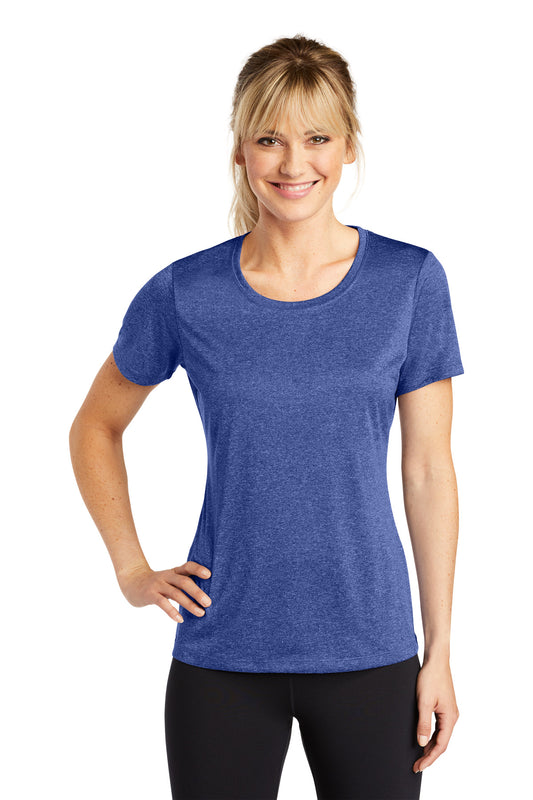 Sport-Tek Women's Heather Contender Scoop Neck Tee. LST360 Cobalt Heather