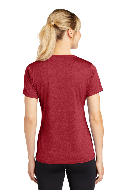 Sport-Tek Women's Heather Contender Scoop Neck Tee. LST360 Scarlet Heather