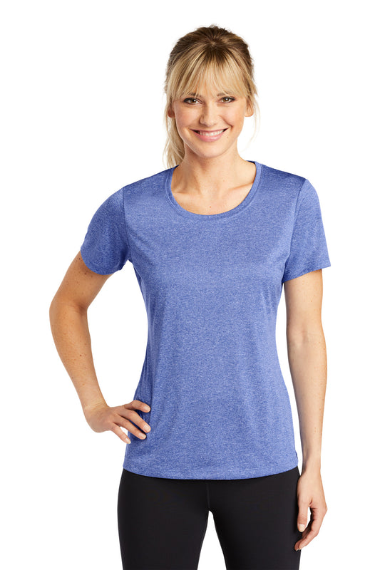 Sport-Tek Women's Heather Contender Scoop Neck Tee. LST360 True Royal Heather