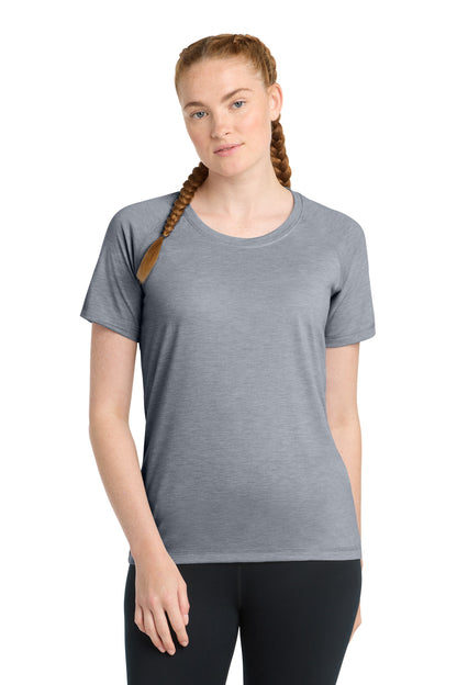 Sport-Tek Women's PosiCharge Tri-Blend Wicking Scoop Neck Raglan Tee LST400 True Navy Heather