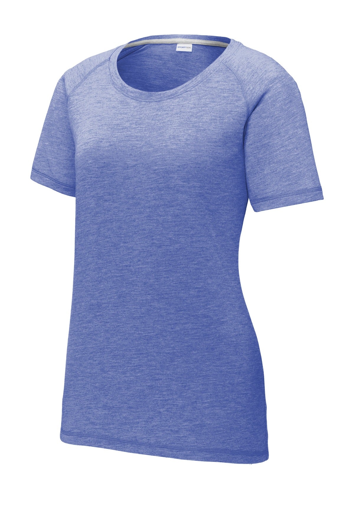 Sport-Tek  Women's PosiCharge  Tri-Blend Wicking Scoop Neck Raglan Tee. LST400 True Royal Heather