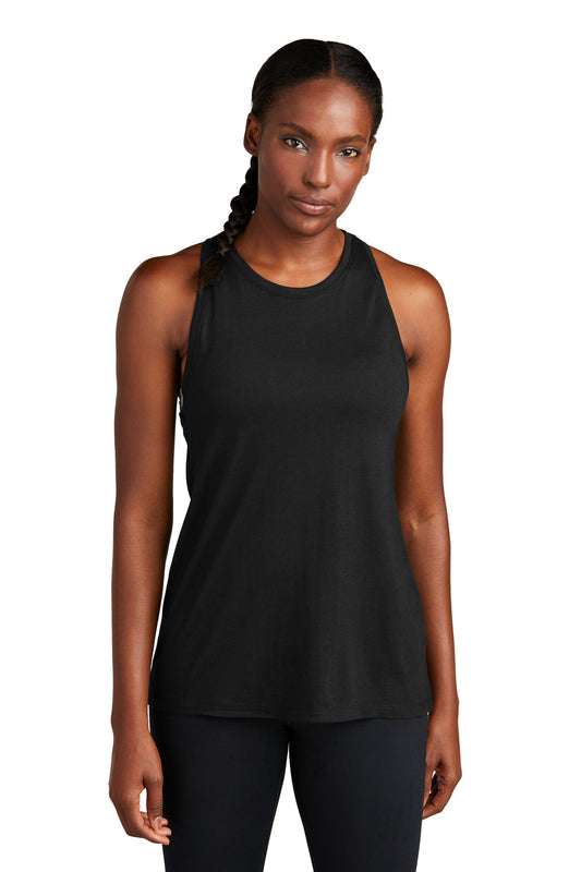 Sport-Tek  Women's PosiCharge  Tri-Blend Wicking Tank. LST402 Black Triad Solid