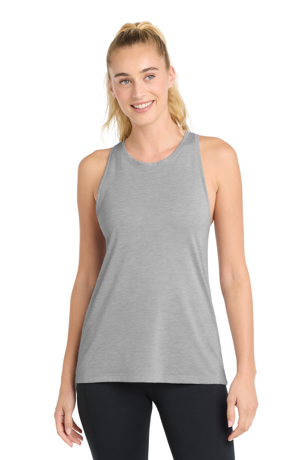 Sport-Tek Women's PosiCharge Tri-Blend Wicking Tank LST402 Light Grey Heather