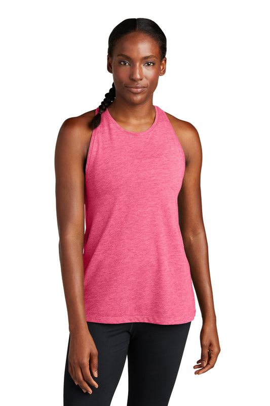 Sport-Tek  Women's PosiCharge  Tri-Blend Wicking Tank. LST402 Pink Raspberry Heather