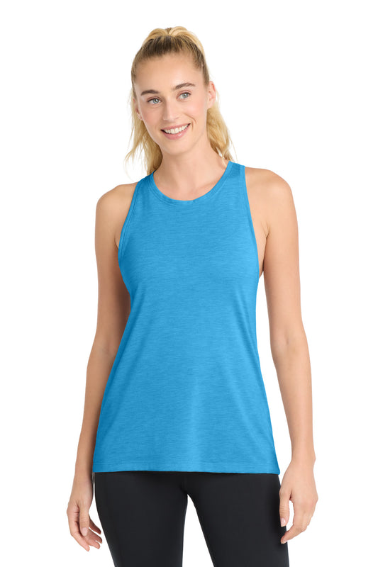 Sport-Tek Women's PosiCharge Tri-Blend Wicking Tank LST402 Pond Blue Heather