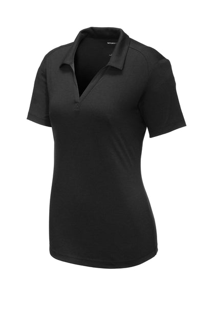 Sport-Tek  Women's PosiCharge  Tri-Blend Wicking Polo. LST405 Black Triad Solid