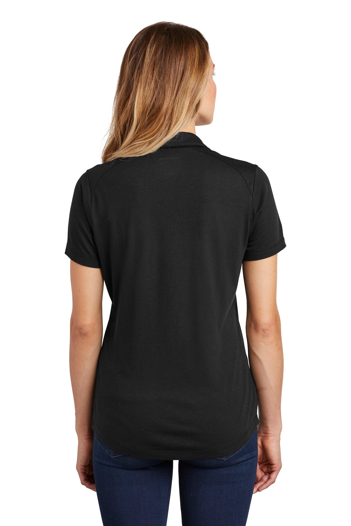 Sport-Tek  Women's PosiCharge  Tri-Blend Wicking Polo. LST405 Black Triad Solid