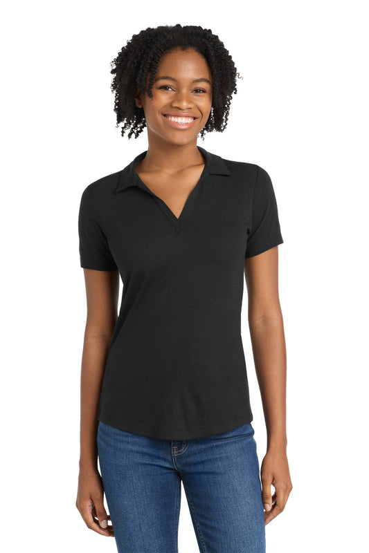 Sport-Tek Women's PosiCharge Tri-Blend Wicking Polo LST405 Black Triad Solid