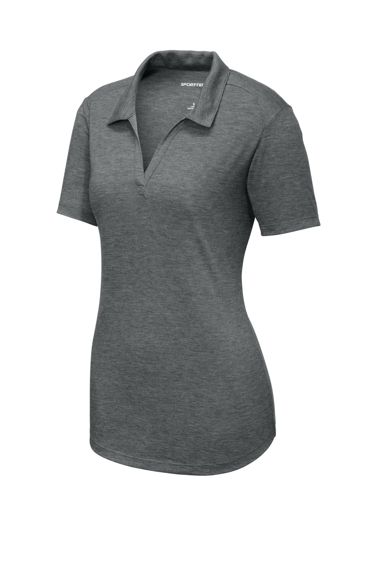 Sport-Tek  Women's PosiCharge  Tri-Blend Wicking Polo. LST405 Dark Grey Heather
