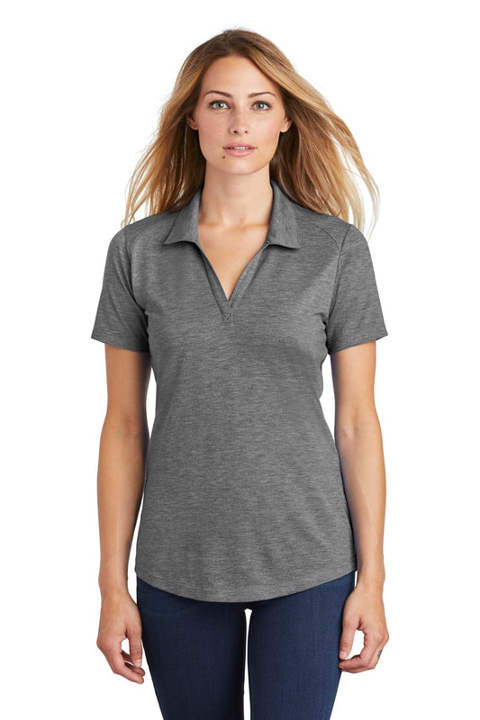 Sport-Tek  Women's PosiCharge  Tri-Blend Wicking Polo. LST405 Dark Grey Heather