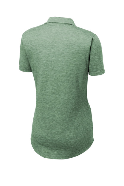 Sport-Tek  Women's PosiCharge  Tri-Blend Wicking Polo. LST405 Forest Green Heather
