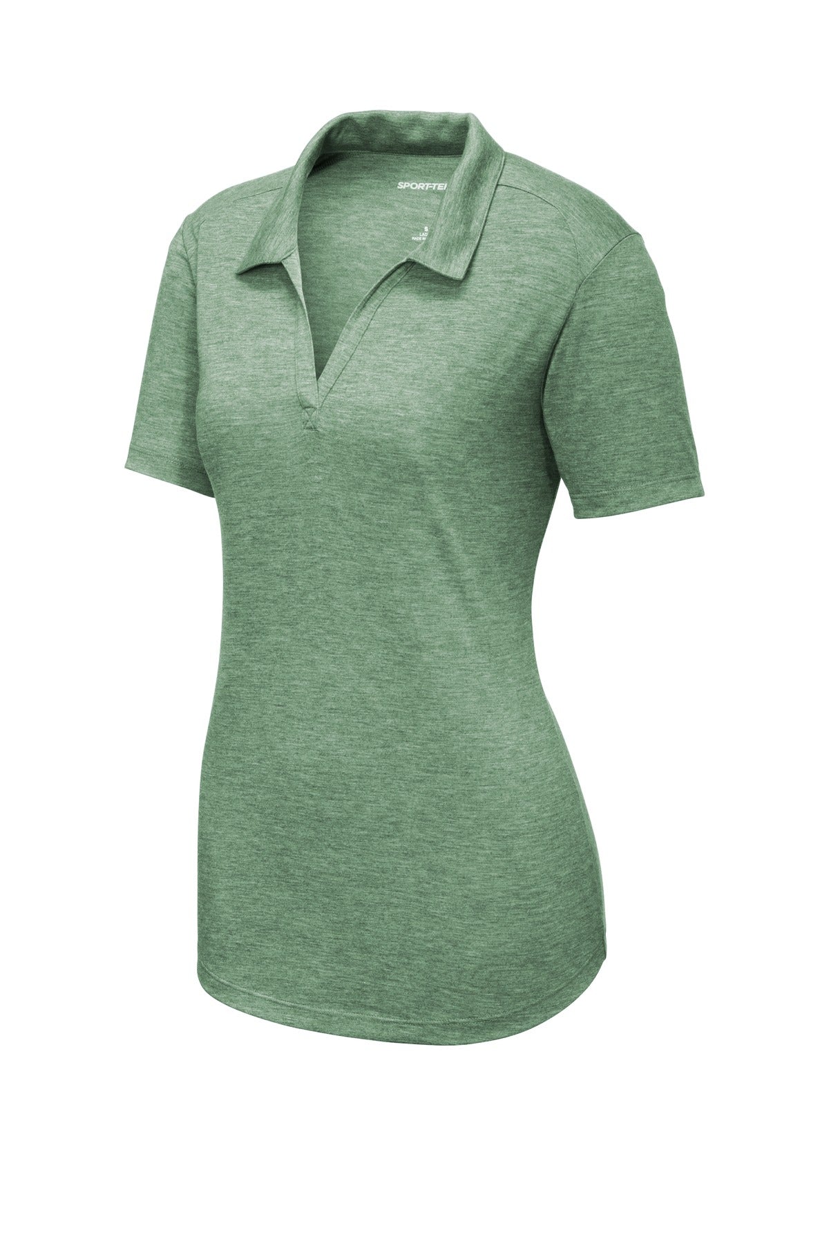 Sport-Tek  Women's PosiCharge  Tri-Blend Wicking Polo. LST405 Forest Green Heather