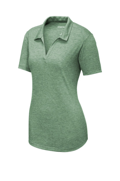 Sport-Tek  Women's PosiCharge  Tri-Blend Wicking Polo. LST405 Forest Green Heather