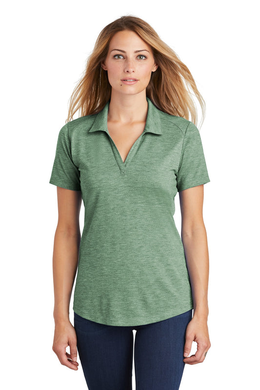 Sport-Tek  Women's PosiCharge  Tri-Blend Wicking Polo. LST405 Forest Green Heather
