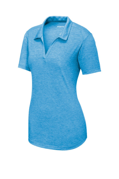 Sport-Tek  Women's PosiCharge  Tri-Blend Wicking Polo. LST405 Pond Blue Heather