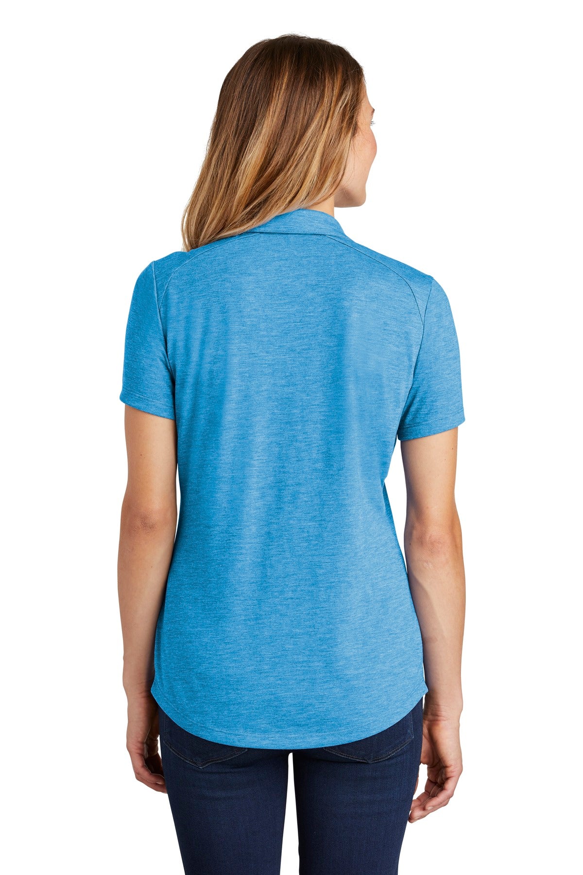 Sport-Tek  Women's PosiCharge  Tri-Blend Wicking Polo. LST405 Pond Blue Heather