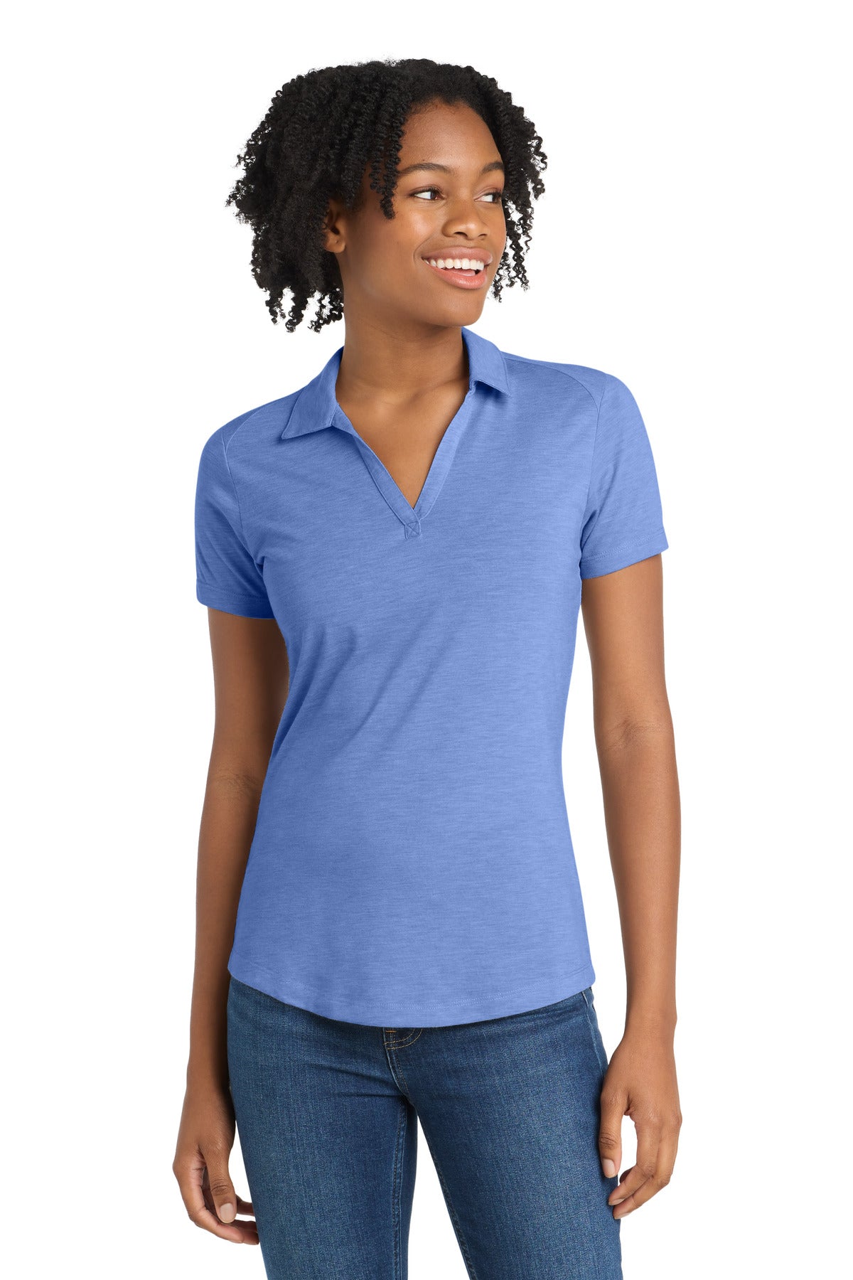 Sport-Tek Women's PosiCharge Tri-Blend Wicking Polo LST405 True Royal Heather