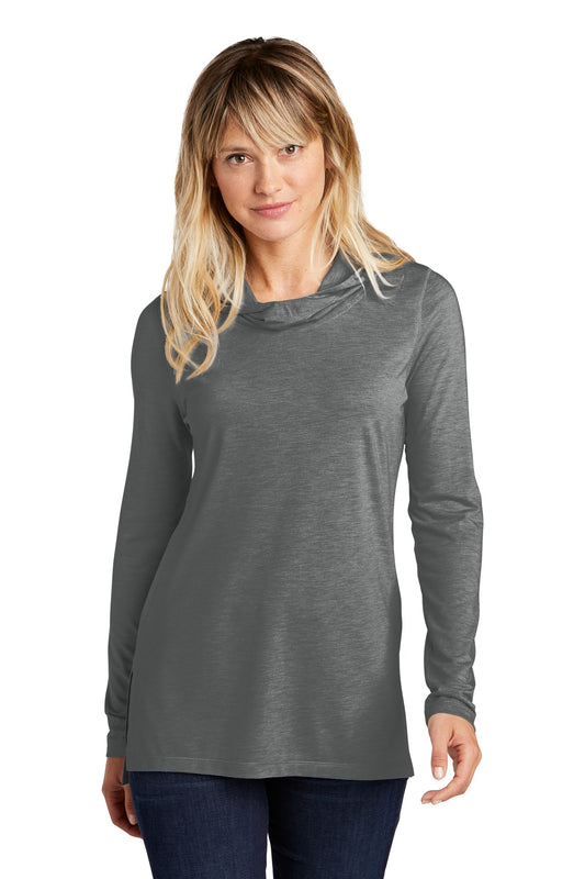 Sport-Tek Women's PosiCharge  Tri-Blend Wicking Long Sleeve Hoodie LST406 Dark Grey Heather