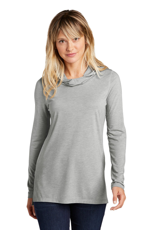 Sport-Tek Women's PosiCharge  Tri-Blend Wicking Long Sleeve Hoodie LST406 Light Grey Heather