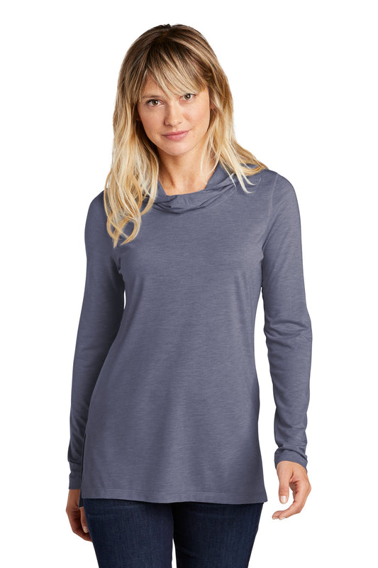Sport-Tek Women's PosiCharge  Tri-Blend Wicking Long Sleeve Hoodie LST406 True Navy Heather