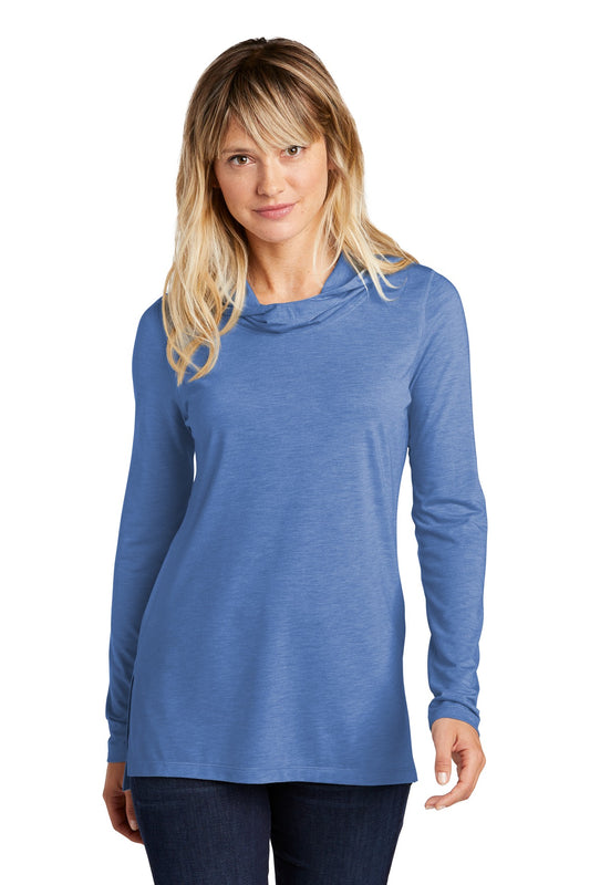 Sport-Tek Women's PosiCharge  Tri-Blend Wicking Long Sleeve Hoodie LST406 True Royal Heather