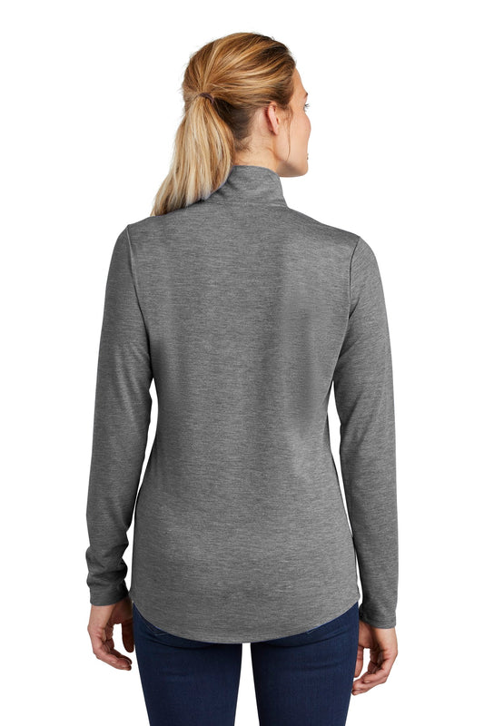 Sport-Tek  Women's PosiCharge  Tri-Blend Wicking 1/4-Zip Pullover. LST407 Dark Grey Heather