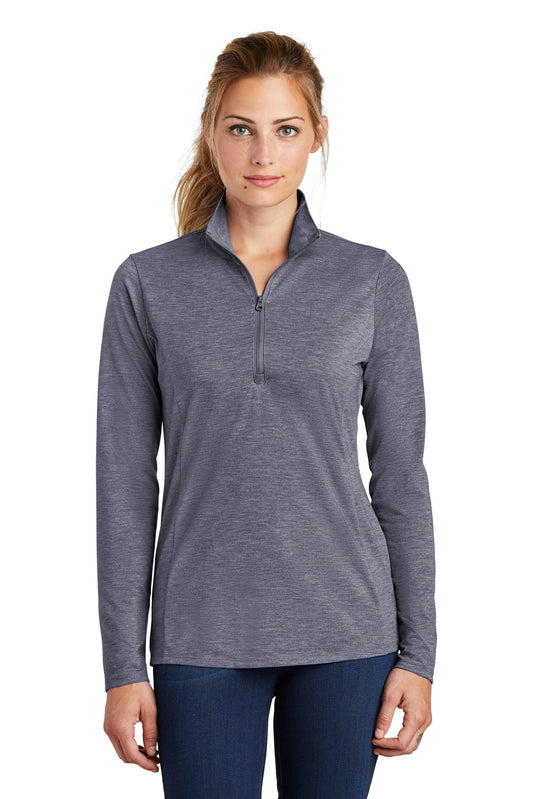Sport-Tek  Women's PosiCharge  Tri-Blend Wicking 1/4-Zip Pullover. LST407 True Navy Heather