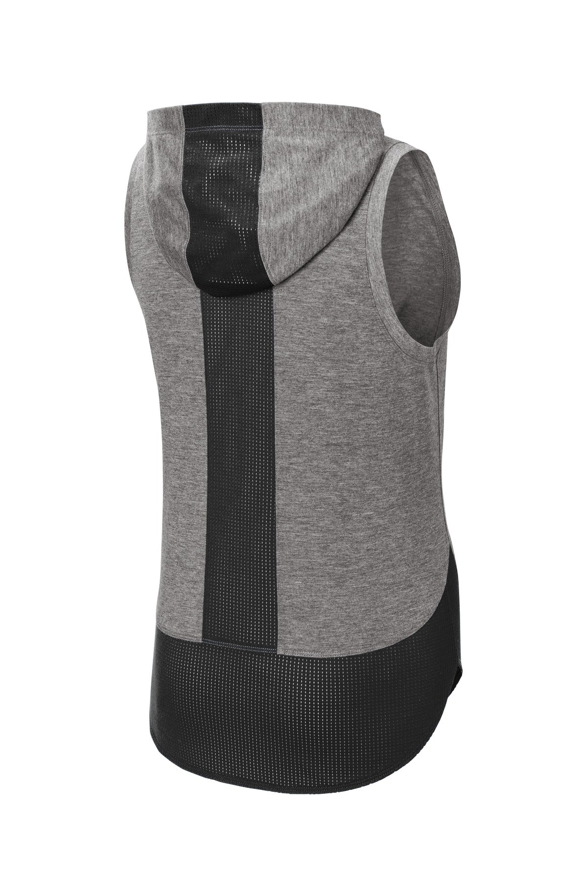 Sport-Tek  Women's PosiCharge  Tri-Blend Wicking Draft Hoodie Tank. LST410 Black/ Dark Grey Heather