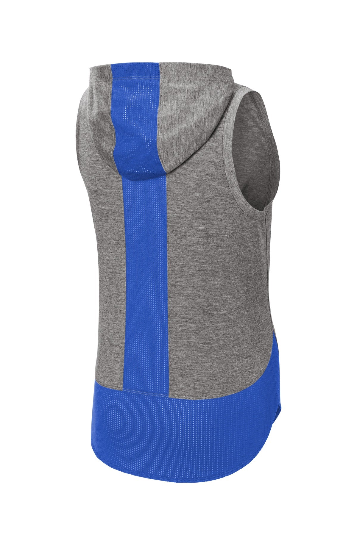 Sport-Tek  Women's PosiCharge  Tri-Blend Wicking Draft Hoodie Tank. LST410 True Royal/ Dark Grey Heather