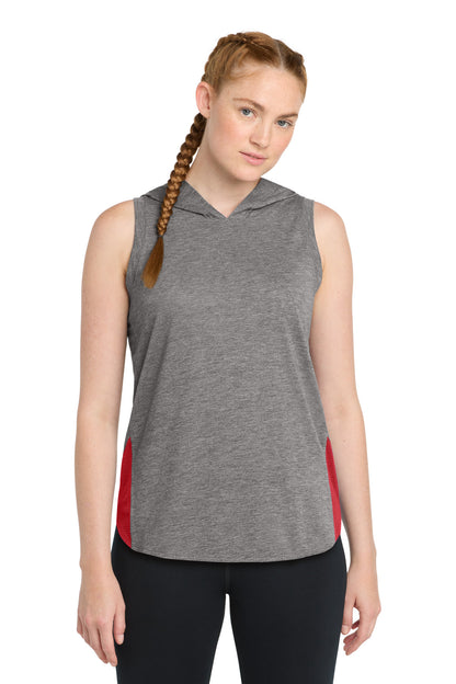 Sport-Tek Women's PosiCharge Tri-Blend Wicking Draft Hoodie Tank LST410